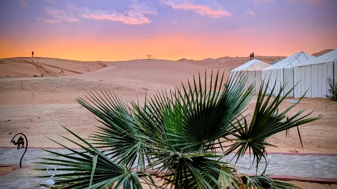 The Merzouga desert at golden hour
